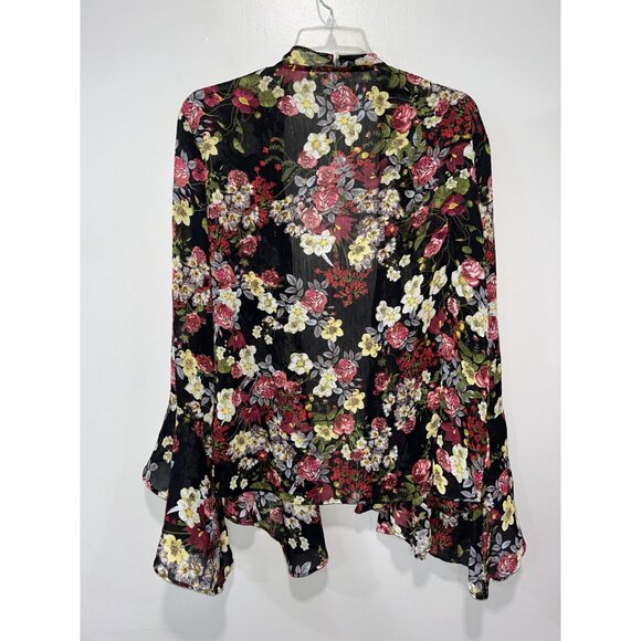 Umgee Floral Sheer Kimono Cardigan With Bell Sleeves, Large‎ - Picture 3 of 8